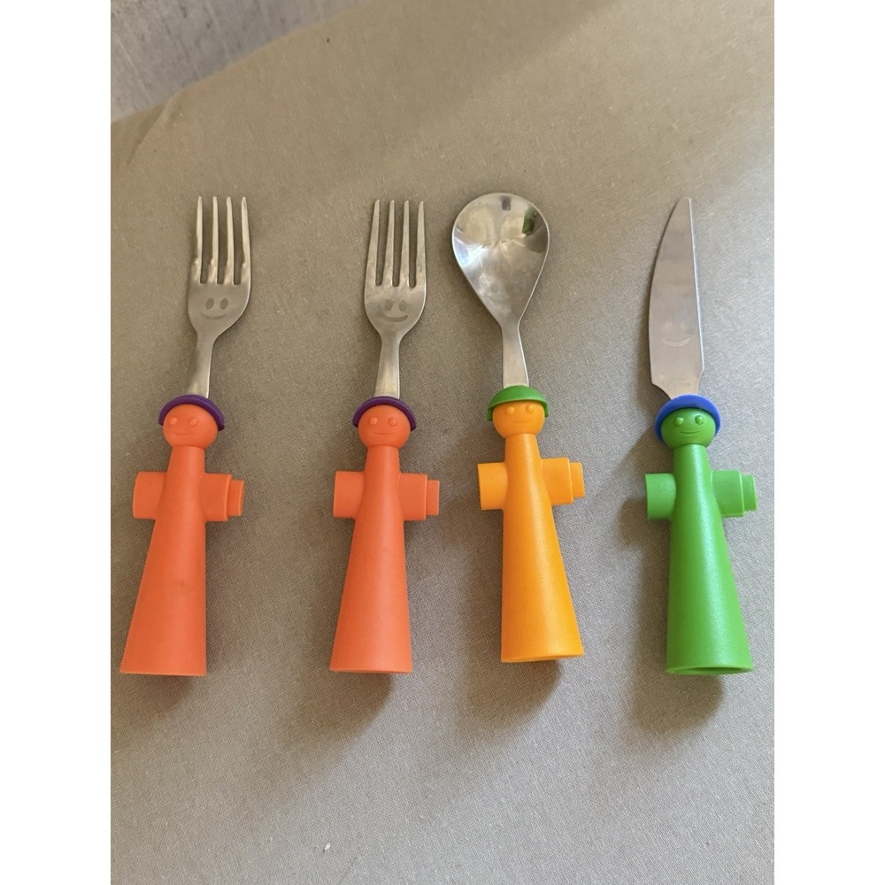 Rivadossi Trebimbi Kids Flatware 4 Piece Italy Smiley Colorful Y2K Postmodern - Picture 11 of 11